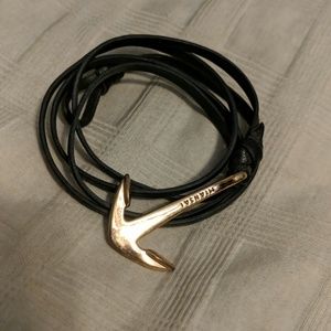 Miansai anchor bracelet Rose Gold and Navy leather